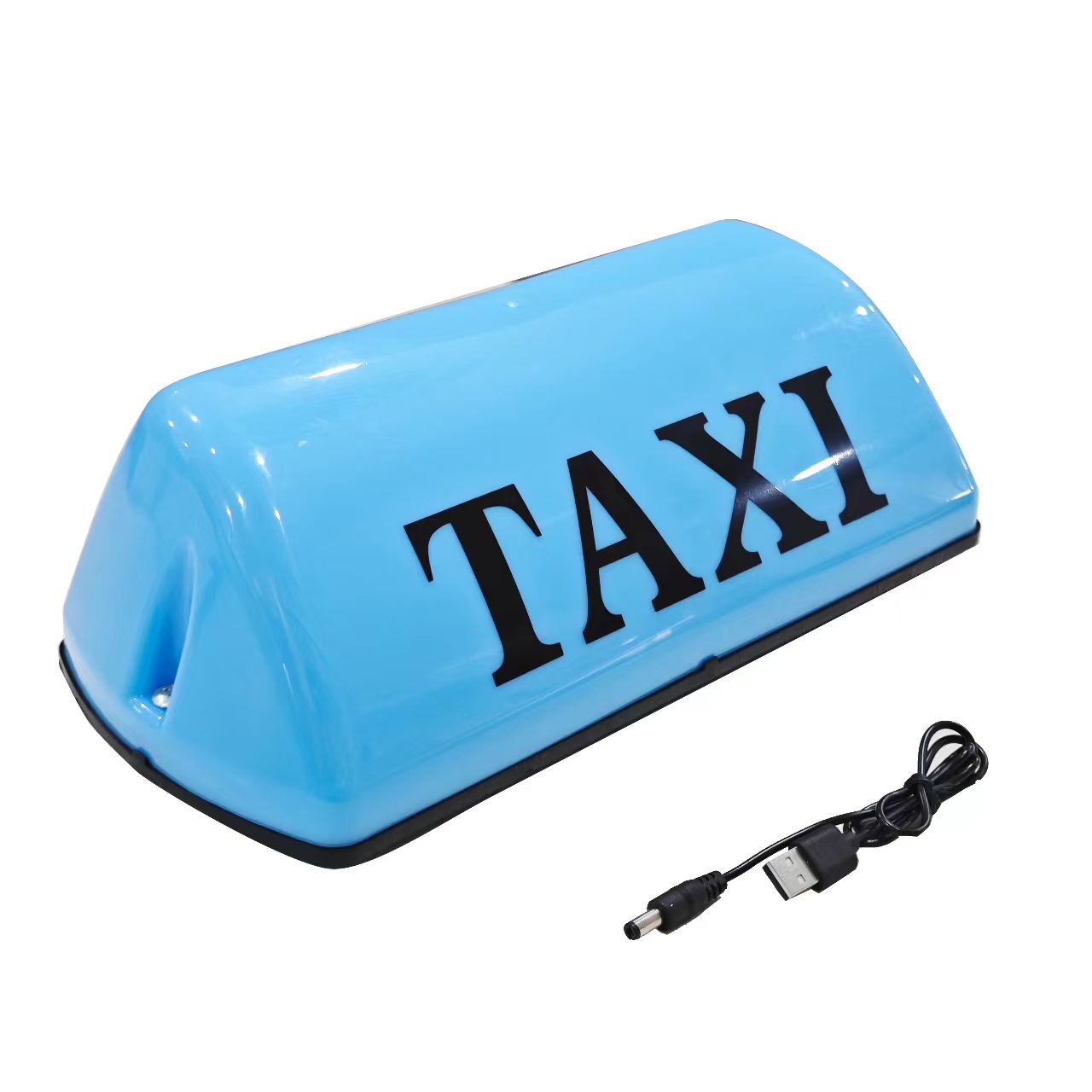 外贸国际版出租灯taxi黄白蓝强磁防水车顶灯的士灯充电款LOGO跨境