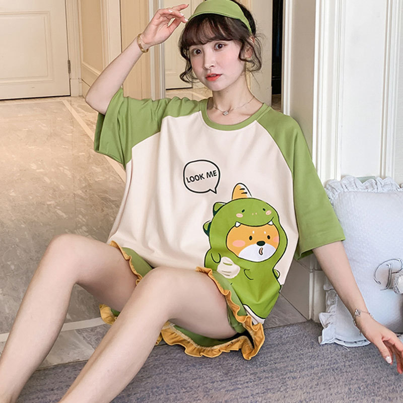 Southeast Asia Hot Sale Foreign Orders Wholesale Pajamas Women's Summer Cartoon Cute Korean Short-Sleeved Shorts Homewear Suit Women