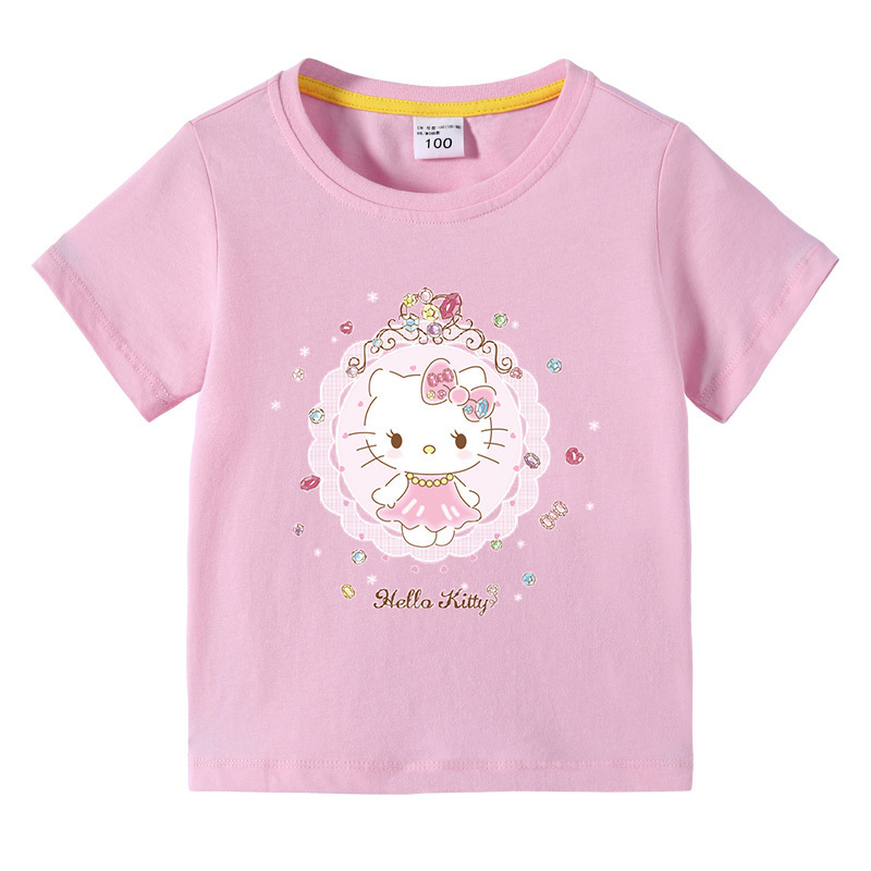 2021跨境童装儿童夏装短袖t恤可爱女童卡通打底衫宝宝半袖t恤上衣