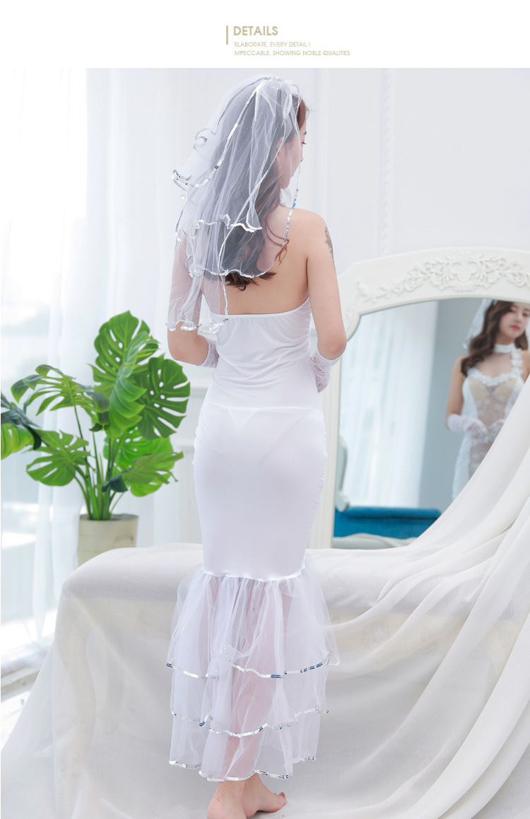 情趣内衣性感透明蕾丝长裙新娘装婚纱睡裙制服诱惑角色扮演晚礼服