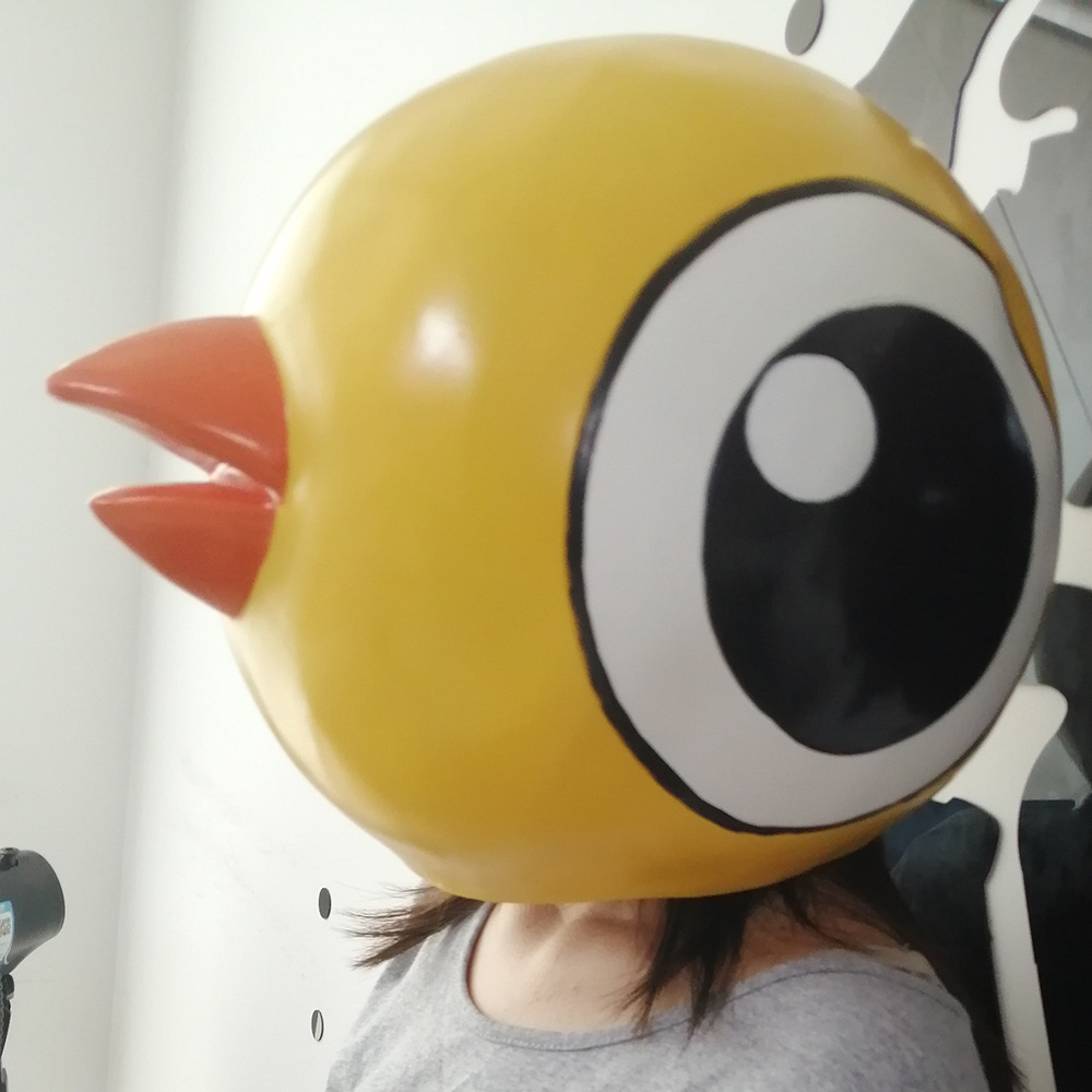 万圣节乳胶动物面具 游戏周边小鸡头套 大眼小黄鸡派对装扮道具