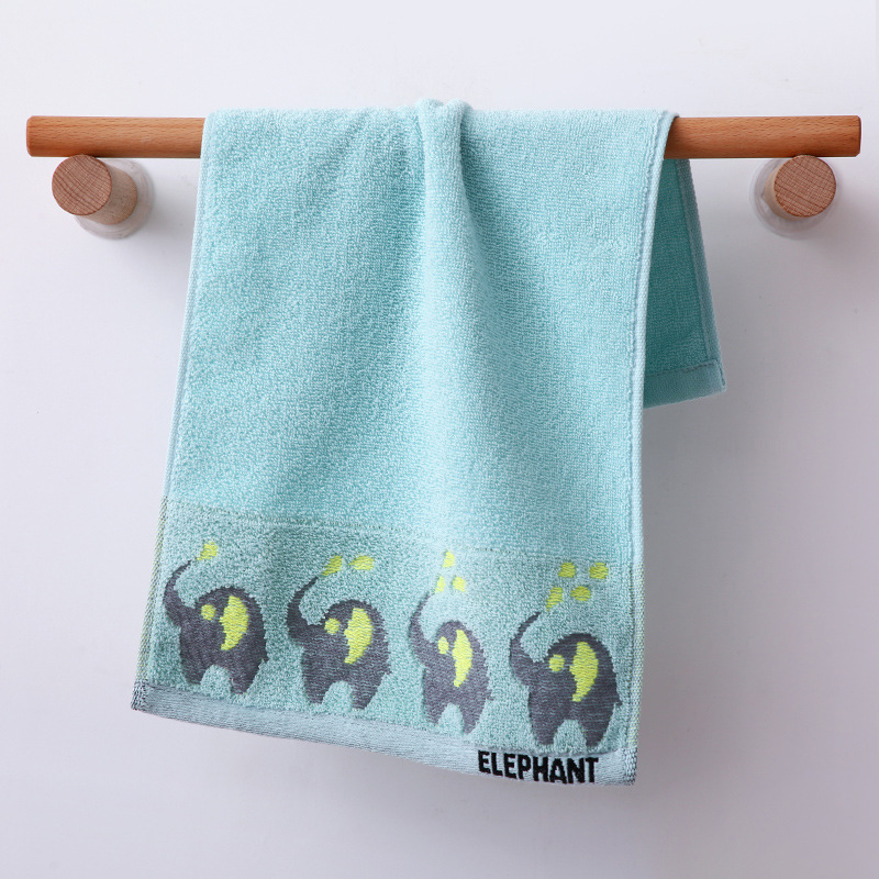 Factory Direct Sales 25*50 100% Pure Cotton 32-Strand Cartoon Children's Love Elepbaby Little Face Towel Absorbent Children Towel