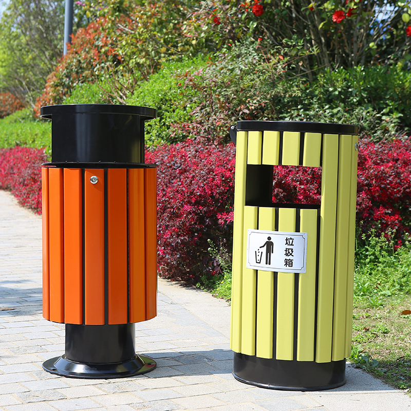 批发圆柱木制户外垃圾桶公园小区景区环卫分类定制垃圾筒果皮箱