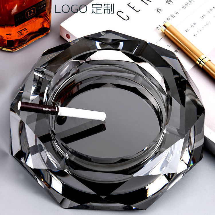 水晶烟灰缸个性礼品烟灰缸摆件logo商务广告礼品批发精品八角烟缸