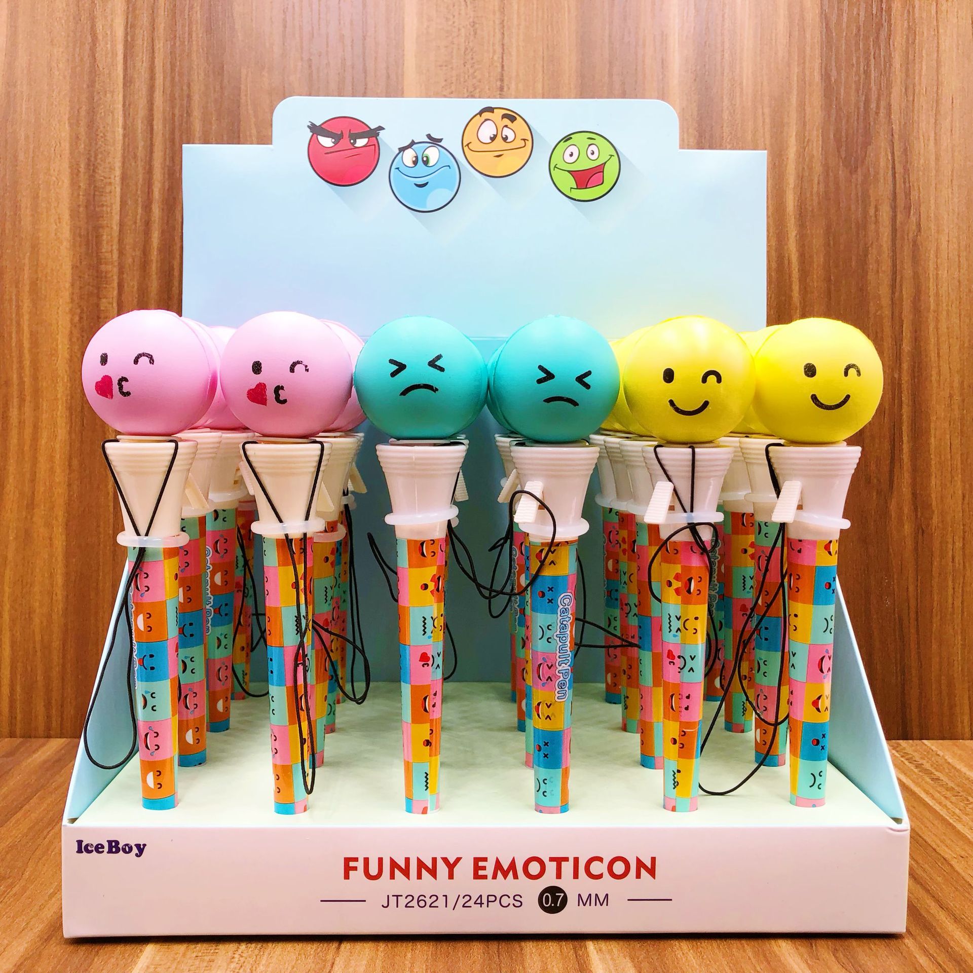 搞怪创意中性笔笑脸中性笔弹跳笑脸表情卡通中性笔24支一盒