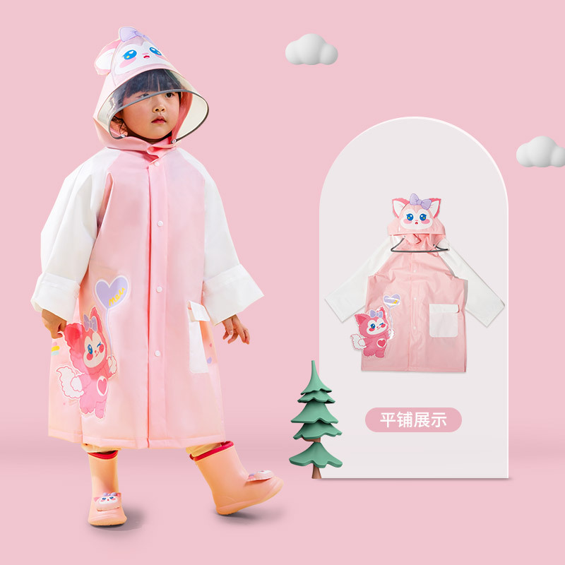 Xiaolumili Children's Raincoat Girl Summer Waterproof Student Boy Outdoor Thickened Female Kindergarten Portable Female