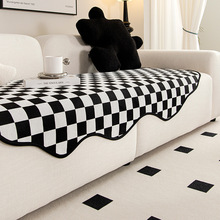 棋盘格沙发垫四季通用客厅异形不规则直排沙发垫卧室客厅防滑沙发