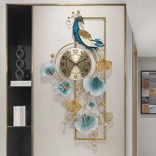 2XPJ新中式客厅家用时尚钟表简约现代风铁艺挂钟餐厅轻奢大气挂钟