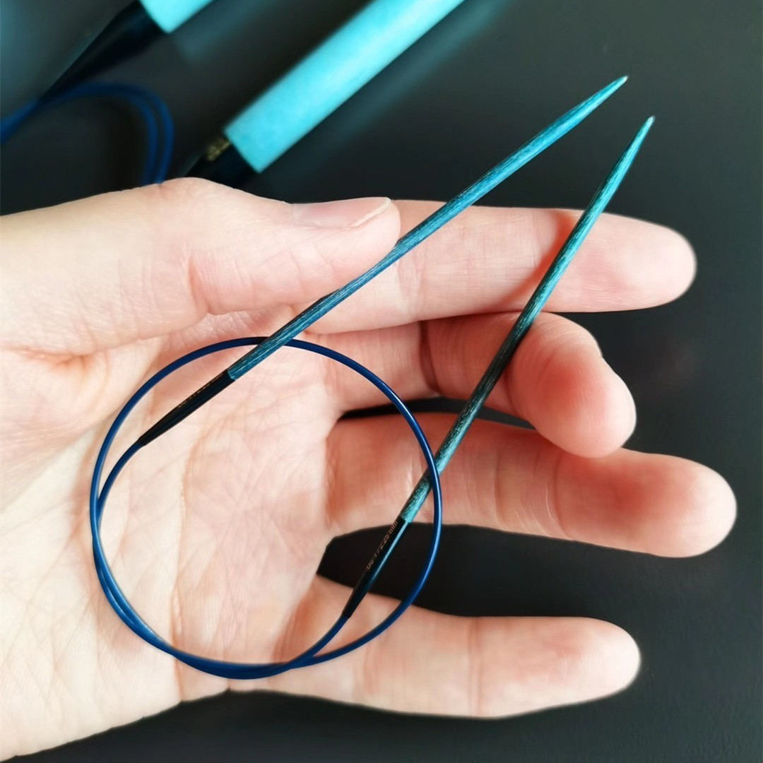 美国编织工具桦木环针80棒针固定环形针蓝色毛衣针