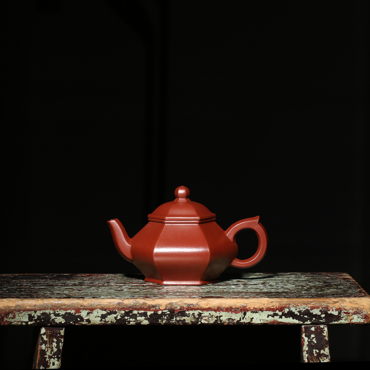 早期紫砂老茶壶台湾回流王石耕款小六方壶纯手工小品方器135毫升