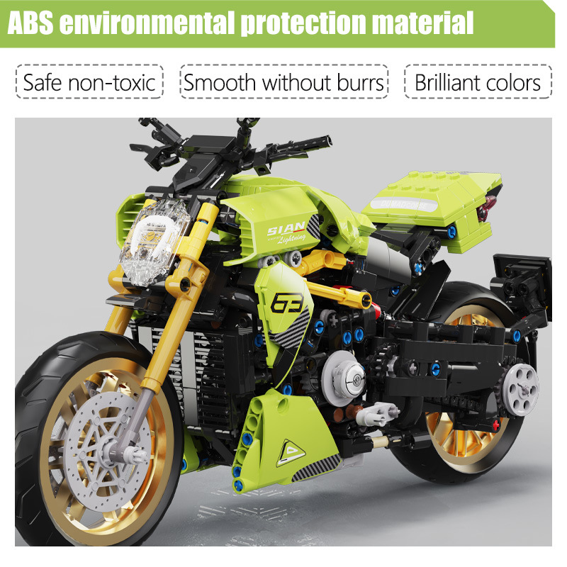 k盒子10212绿色摩托车儿童男孩益智拼装积木小颗粒玩具兼容乐高