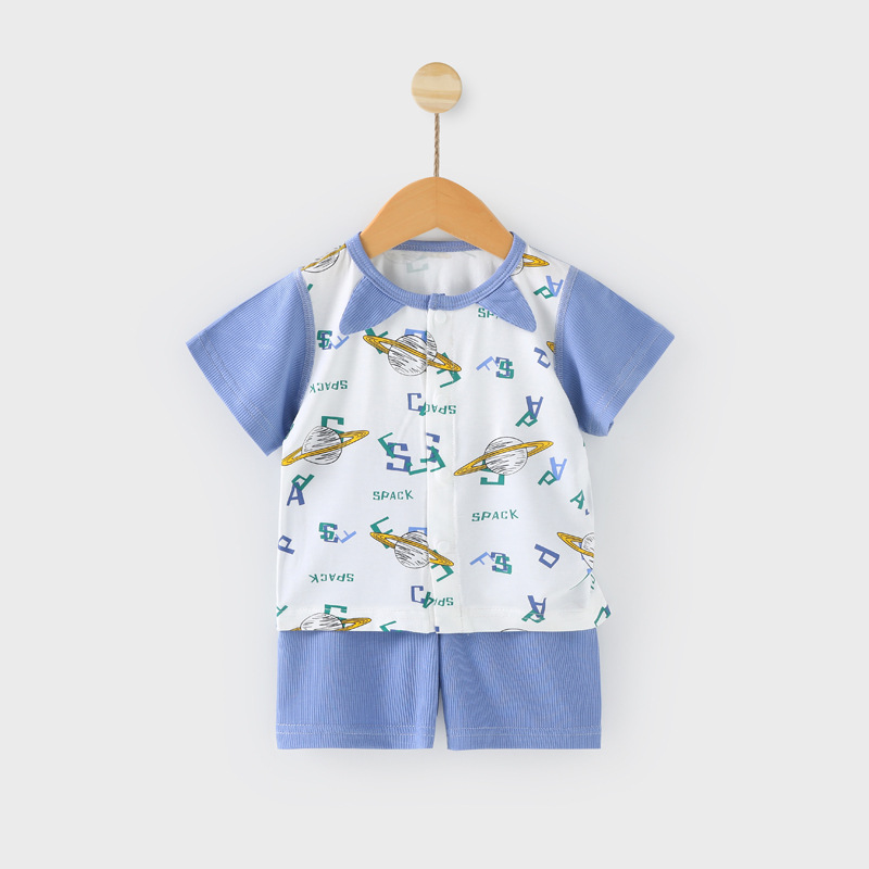 婴儿短袖套装夏季薄款宝宝短裤新生儿分体夏天衣服男女童夏装洋气