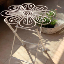 IL复古做旧铁艺折叠花朵桌椅凳子小花架凳唯美迷你欧式盆景置物架