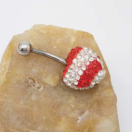 欧美穿刺饰品脐环性感肚钉粗针肚脐扣肚脐钉爱心满钻肚脐环脐钉