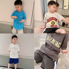 23新品儿童夏装印花短袖T恤男女童夏季高定童品中大童夏季男童