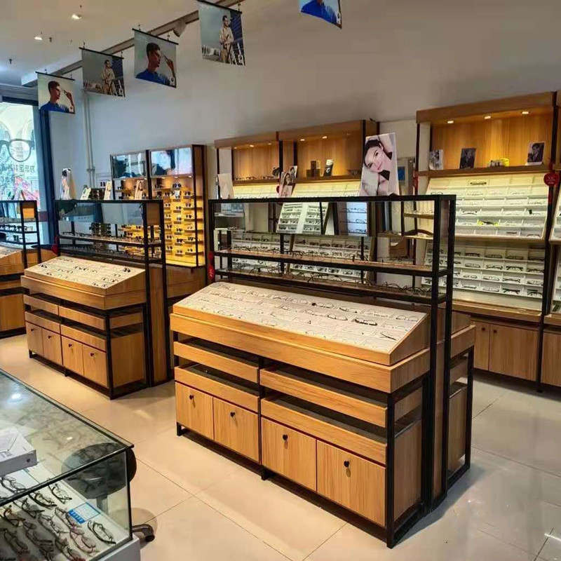 展示柜玻璃眼镜货架柜台时尚漆高柜柜中岛眼镜店陈列生态板快烤