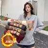 live broadcast Source of goods Graffiti letter Plush Sweater 2022 new pattern Korean Edition Easy T-shirts thickening jacket keep warm