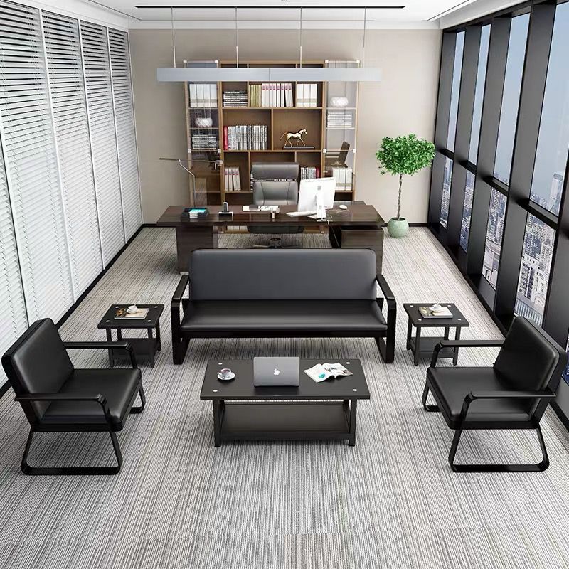 办公室沙发简约现代茶几组合套装接待室公寓客厅会客酒店皮艺沙发