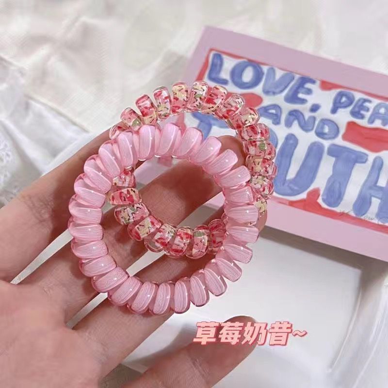 Sea Salt Cheese ~ Blue Color Telephone Line Girly Heart Fresh All-Matching Cute Hair Ring Sweet Small Rubber Band Headdress