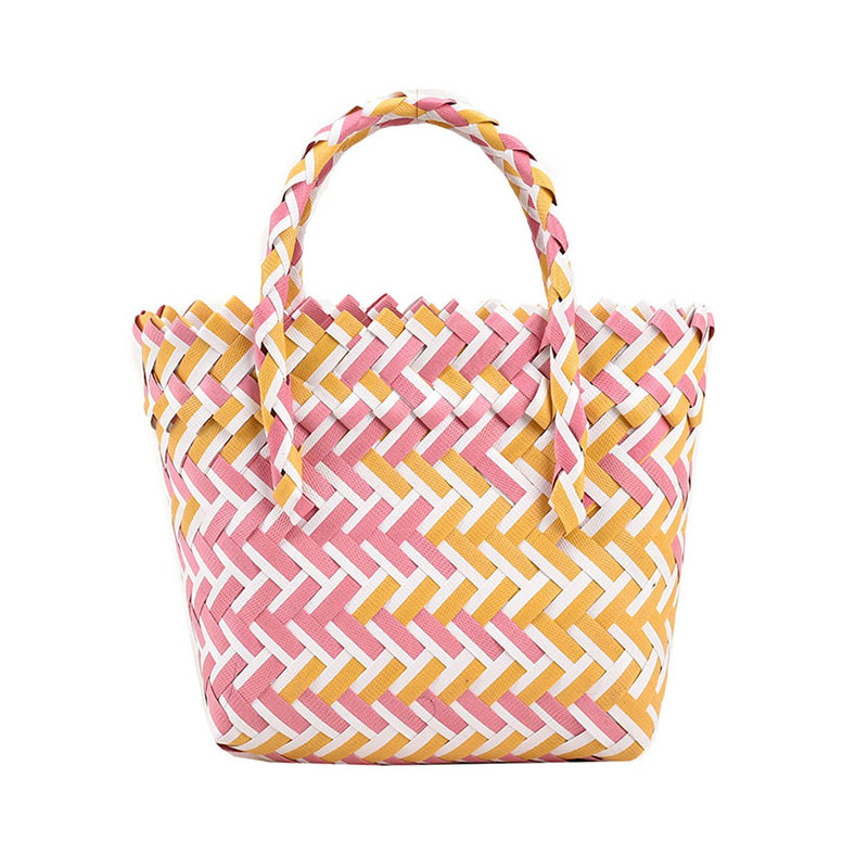 Color Xuan Ya Woven Bag Color Matching Handbag Plastic Woven Bag Woven Bag Small Bag Handbag Mini Seaside Holiday Bag