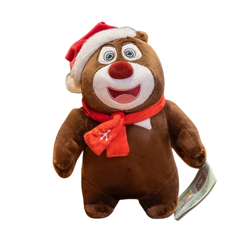 可爱圣诞熊熊公仔熊出没熊大熊二送儿童生日礼物跨境圣诞生日礼物