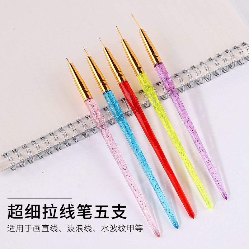 240 diamond nail brush 5 pack line drawing pen suit color painting flower drawing edge hook line pen manicure implement