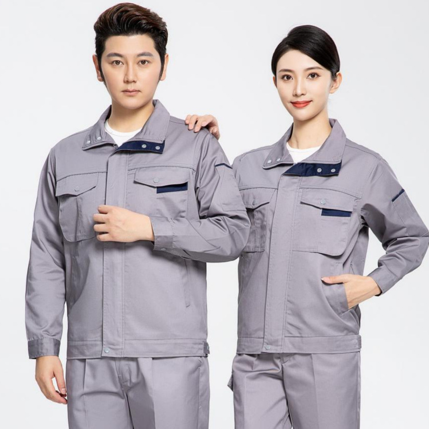 春秋长袖工作服套装男工厂工人劳保服工地耐磨上衣印logo汽修工装