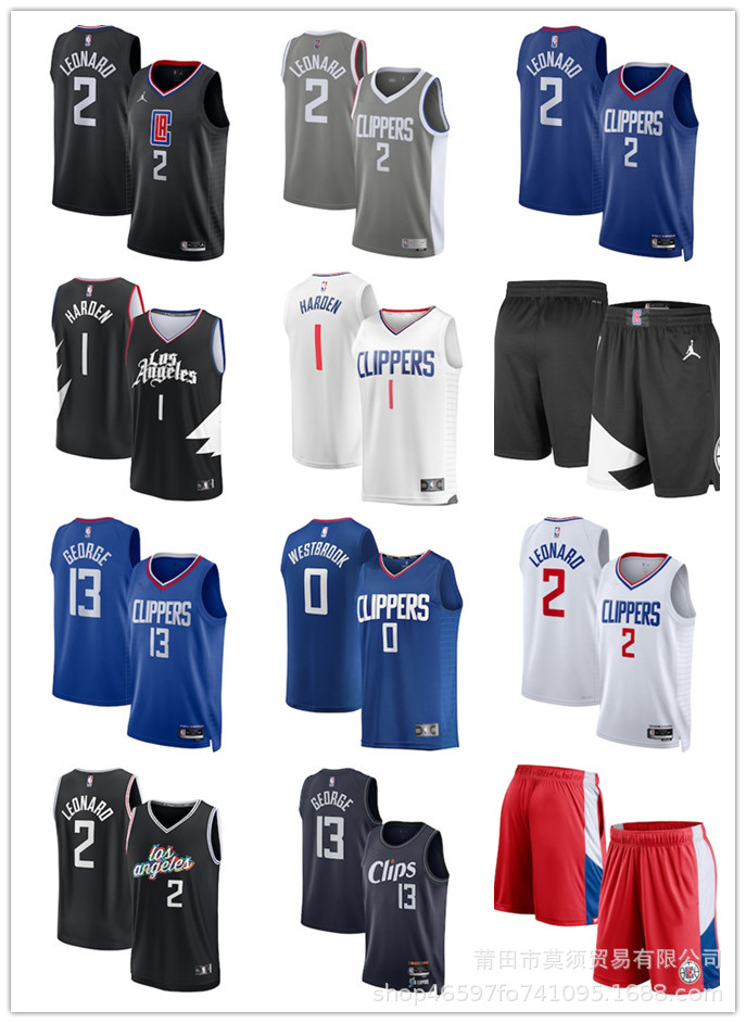 外贸nba新款球衣快船2 lednard 13 0 1球员运动篮球服