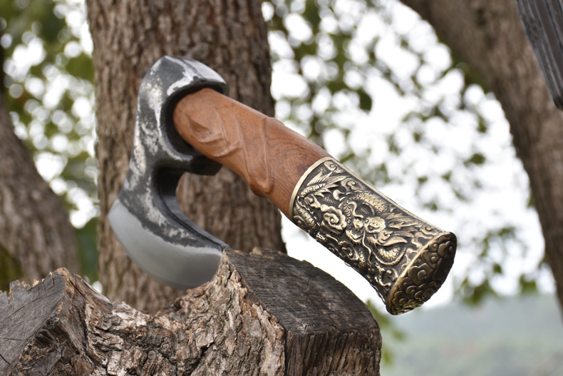 03165手工锻打斧头龙泉市家用户外劈柴砍柴砍骨刀开山斧商用刀具