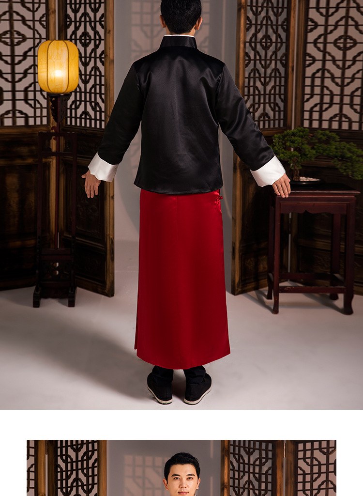 影视古装民国老爷服男款长衫马褂影楼写真全家福长袍舞台剧演出服