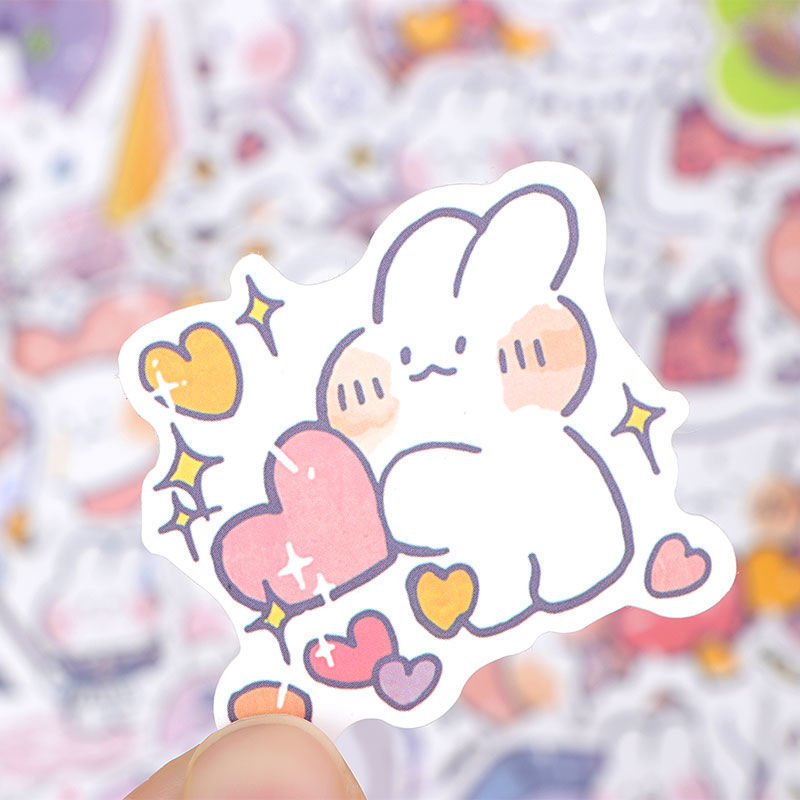 贴纸可爱100张韩系软萌兔手账表情包手帐素材贴画厂家直销厂家