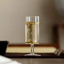 小雏菊猴魁绿茶杯高鹏硅玻璃杯高脚直身香槟杯创意个性杯子茶具
