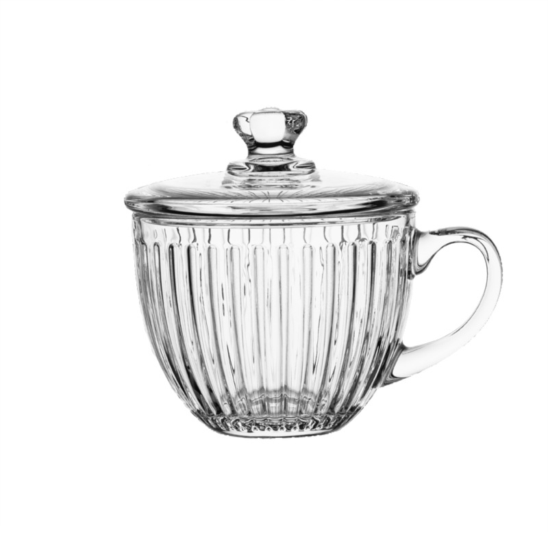 朗旭耐热带盖勺微波炉大容量泡茶燕麦咖啡早餐牛奶网红玻璃杯家用