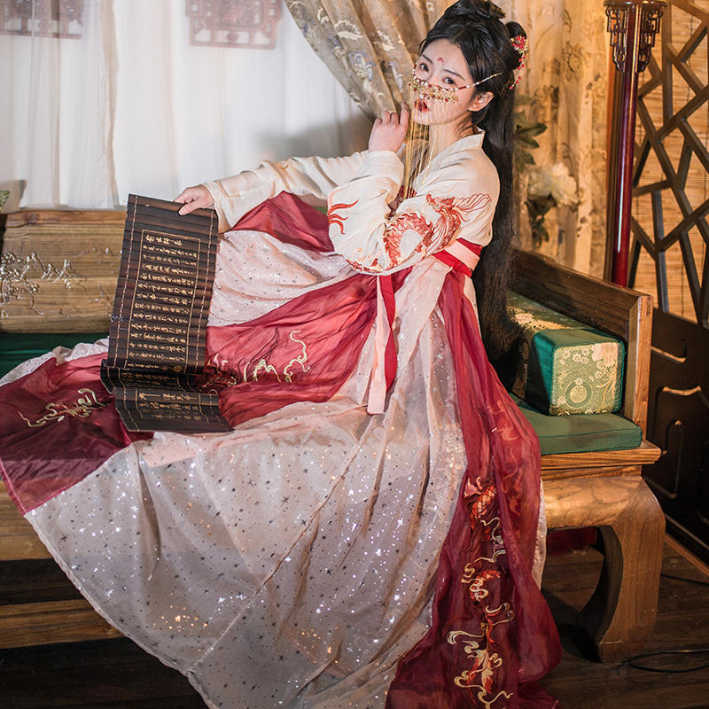 龙母汉服出租夜弦歌六米超仙唐制古风元旦文艺演出公司年会舞蹈服