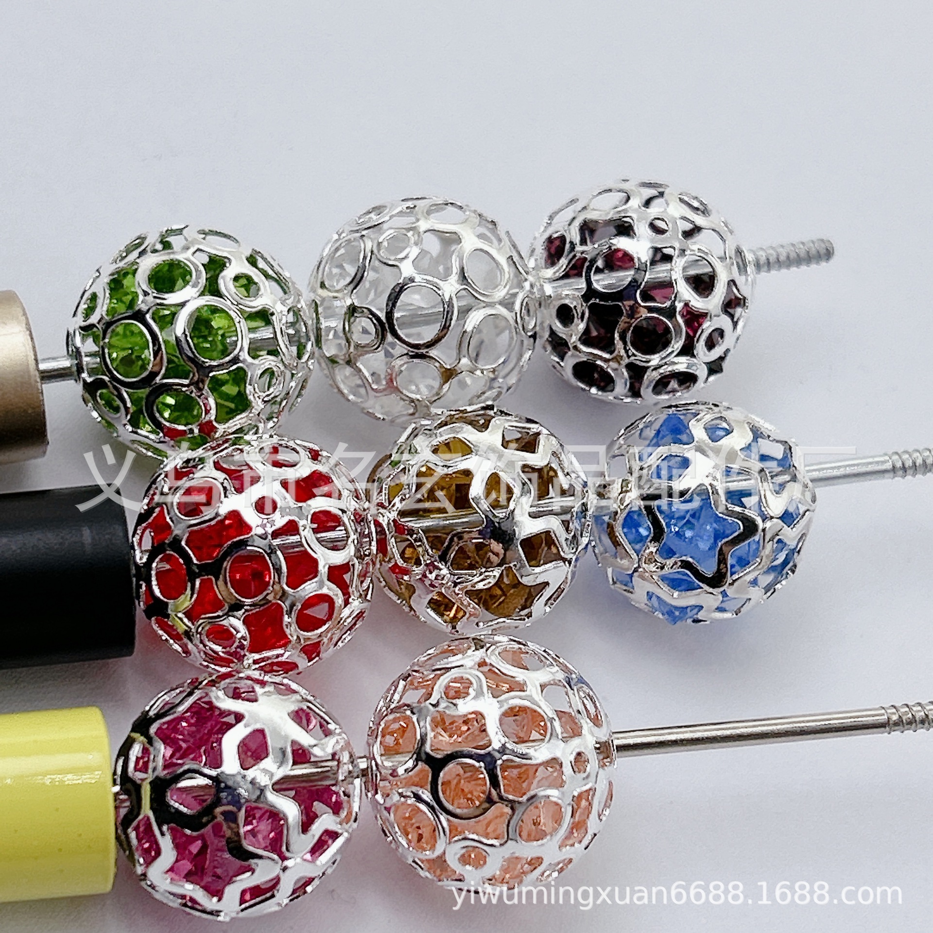抖音直播镂空金属钻球金属镂空珠串珠diy串珠笔车挂手机链配件-阿里巴