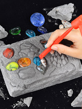 儿童恐龙化石考古挖掘男孩挖宝石玩具女孩益智拼装手工diy制作6岁