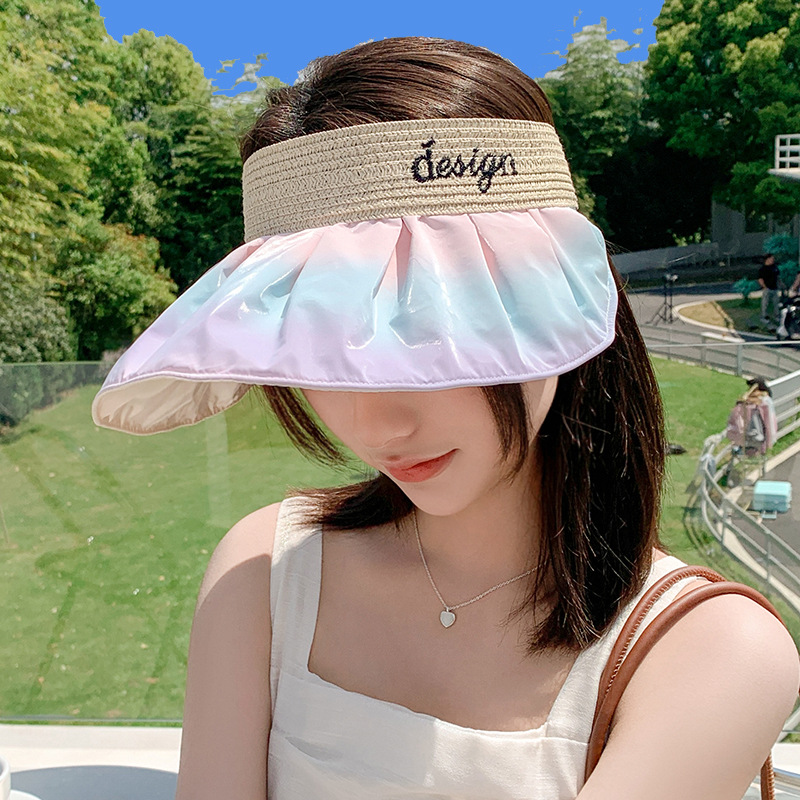 new hat shell sun hat female summer sun hat uv protection empty top fisherman hat gradient color sun hat