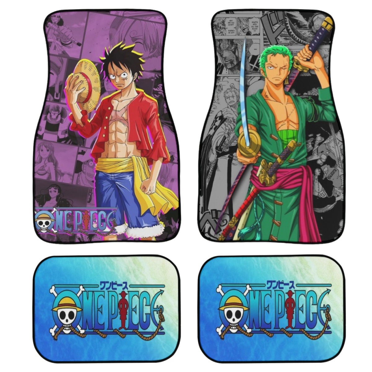 独立站热卖动漫海贼王路飞索隆图案来图定 制汽车内饰