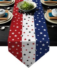 跨境美国独立日亚麻桌旗节日装饰餐桌桌布茶几壁炉柜子适用桌巾