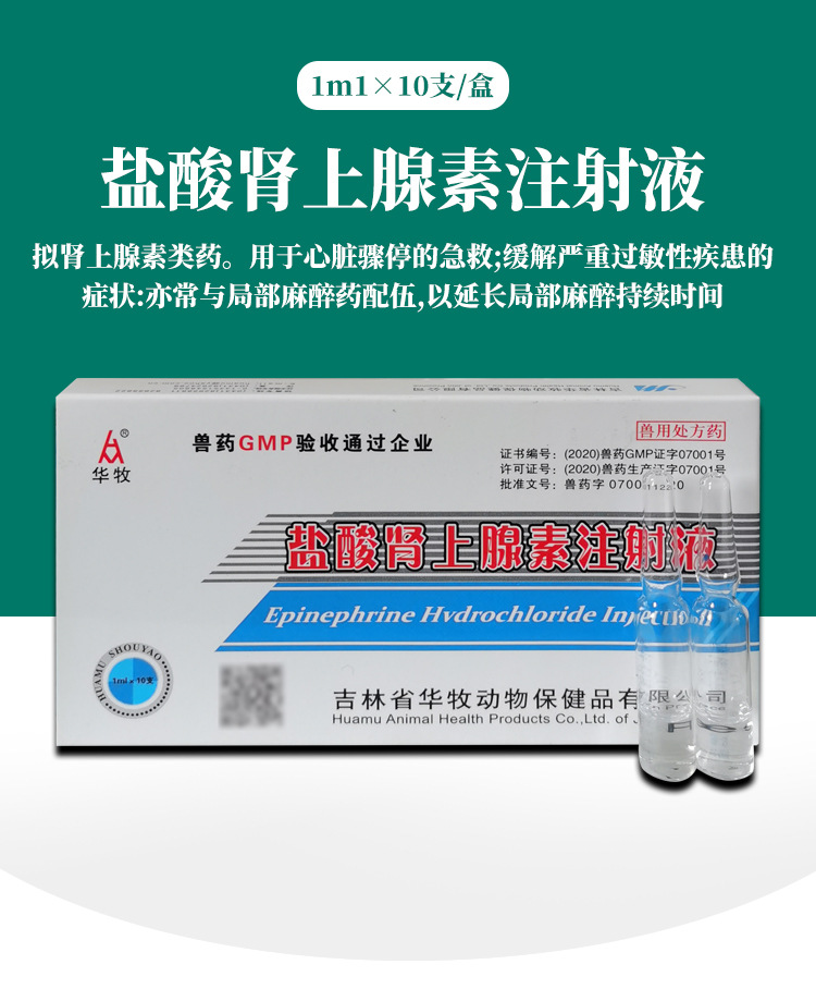 兽药兽用宠物狗狗犬猫 盐酸肾上腺素注射液 针剂心脏骤停过敏急救
