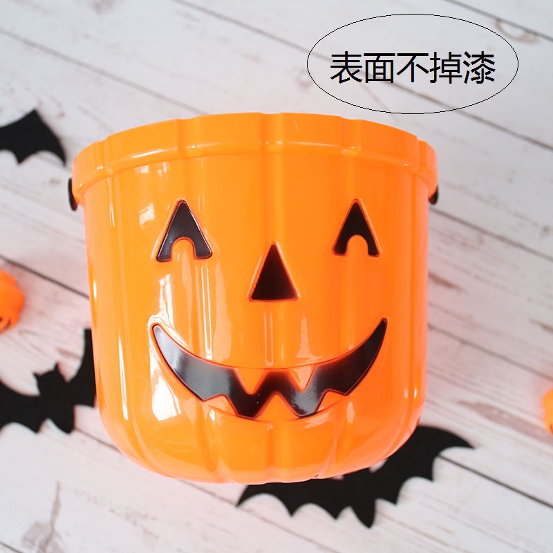 Zilin Halloween Ghost Festival Layout Props Pumpkin Straight Bucket Thick Portable Candy Bucket Cabas Pumpkin Bucket Wholesale