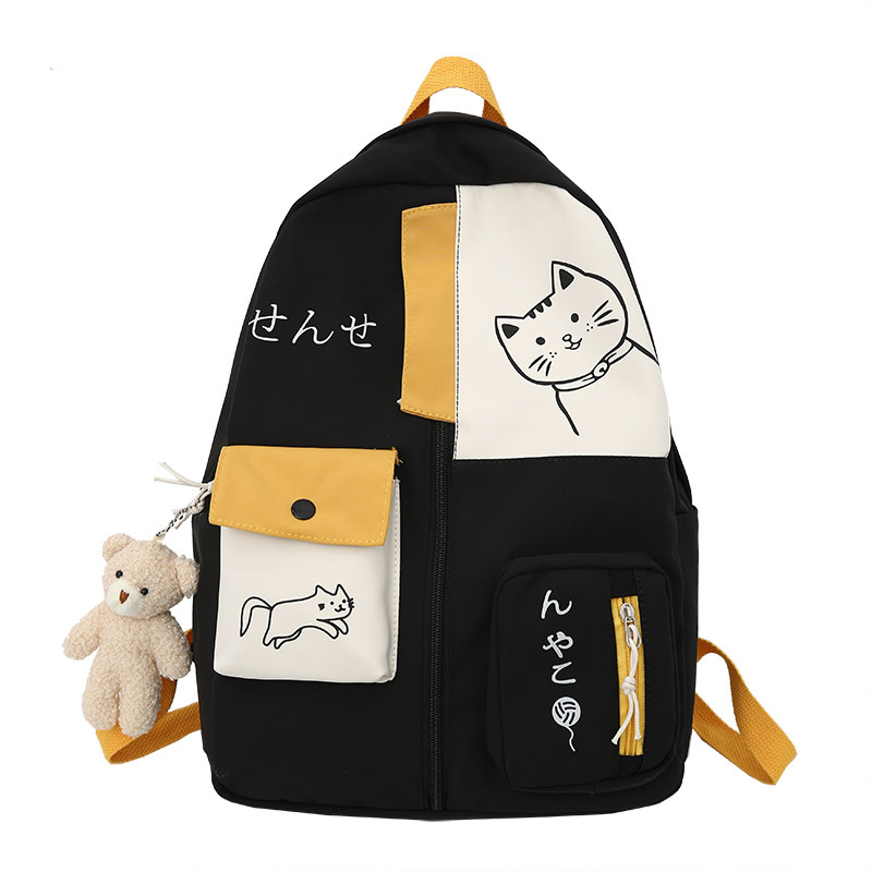 2021 Cute Schoolbag Female Junior High School Students Contrast Color Korean Elementary School Studebt Backpack Large Capacity High School Student Backpack