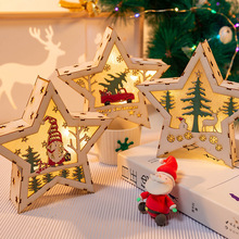 圣诞节装饰品diy手工房子发光木质摆件圣诞树雪人氛围布置挂件
