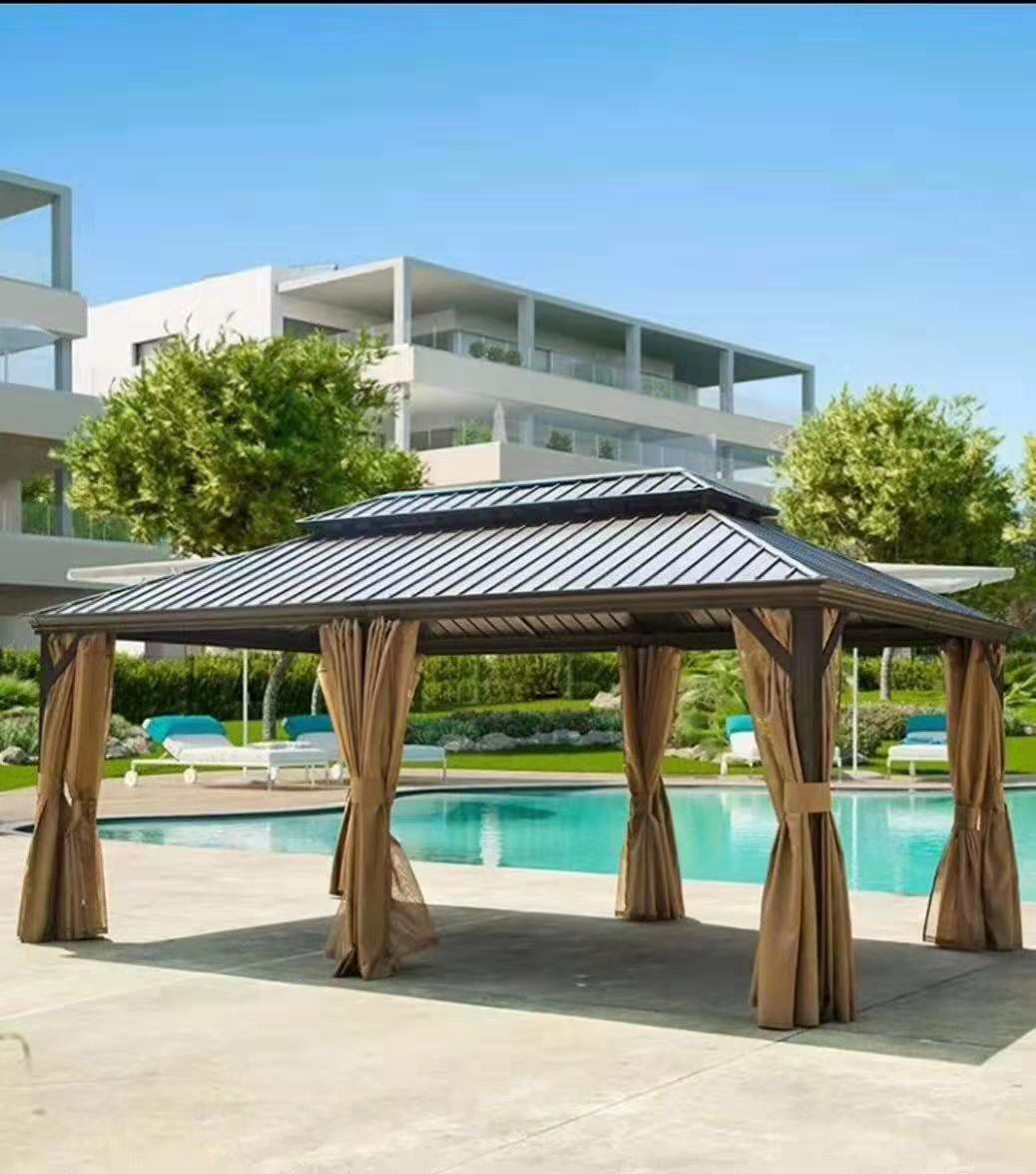 户外遮阳棚雨棚遮阳光棚别墅庭院餐厅铝凉亭铁艺欧式罗马帐篷