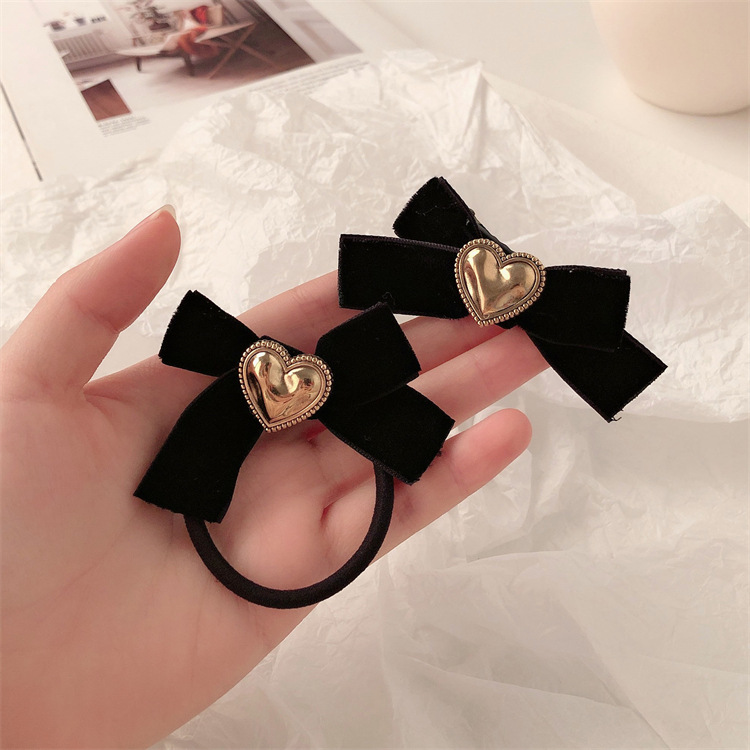 French Style Bow Headdress High-Grade Hair Rope Rubber Band Girl Hair Ring Refined and Simple Head Rope Ponytail