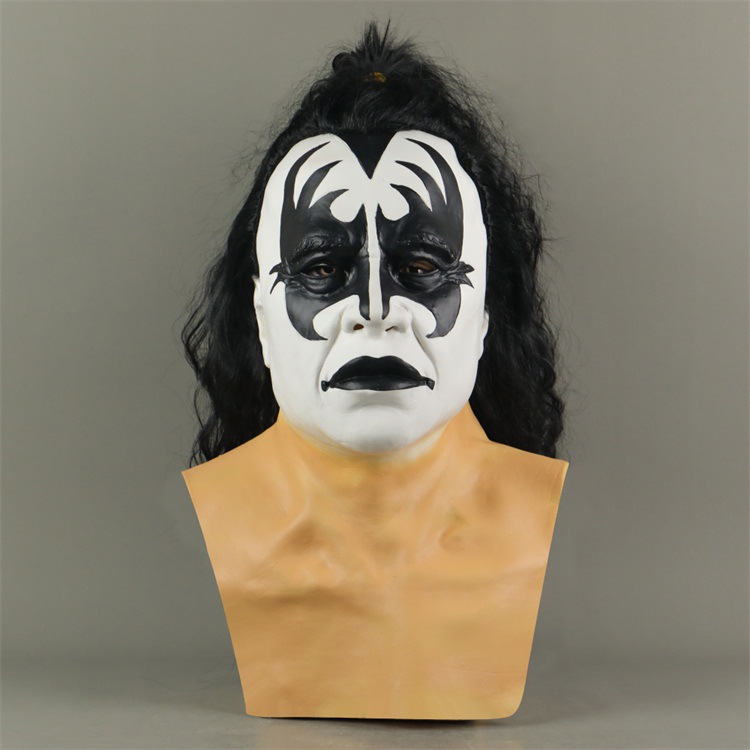 乐队主唱kiss吉恩·西蒙斯面具头套男女全脸万圣节恐怖直播道具