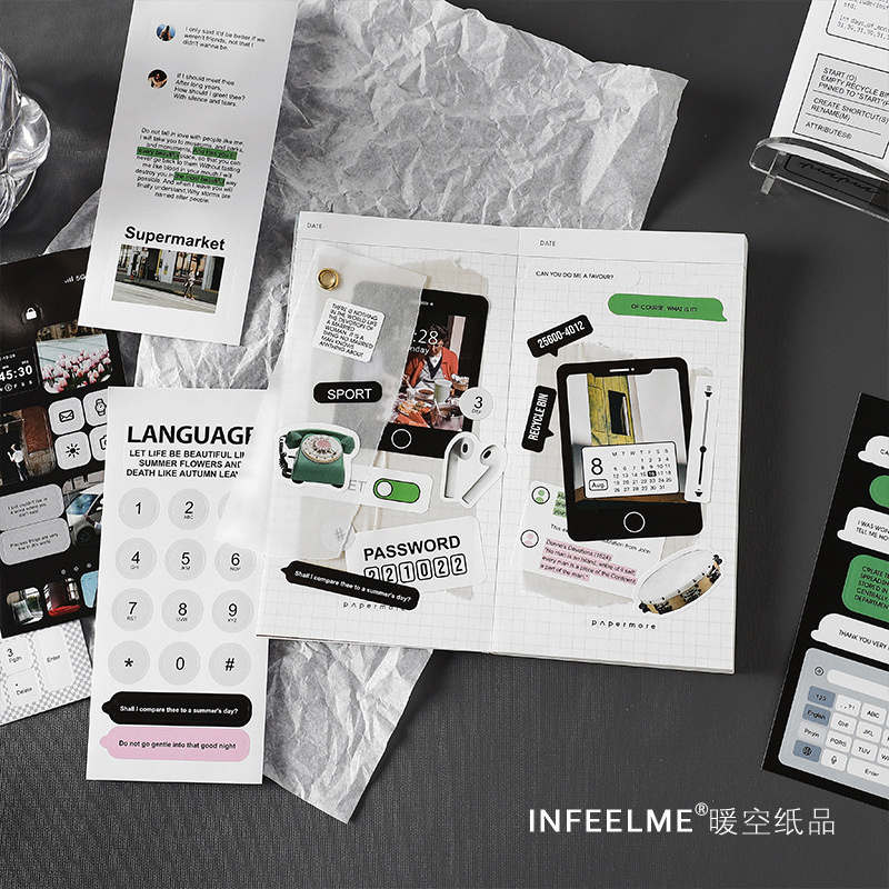 Infeel.me Sticker Book Daily Mood Series Creative Small Pattern Sealing Paste DIY Journal Decoration Collage