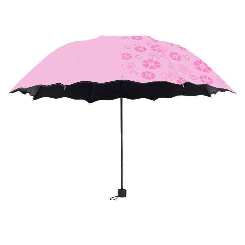 Water Blossom Umbrella Wholesale Sun Umbrella Manual Folding Umbrella Rain Dual-Use Sun Umbrella Tri-Fold Black Glue Sun Umbrella