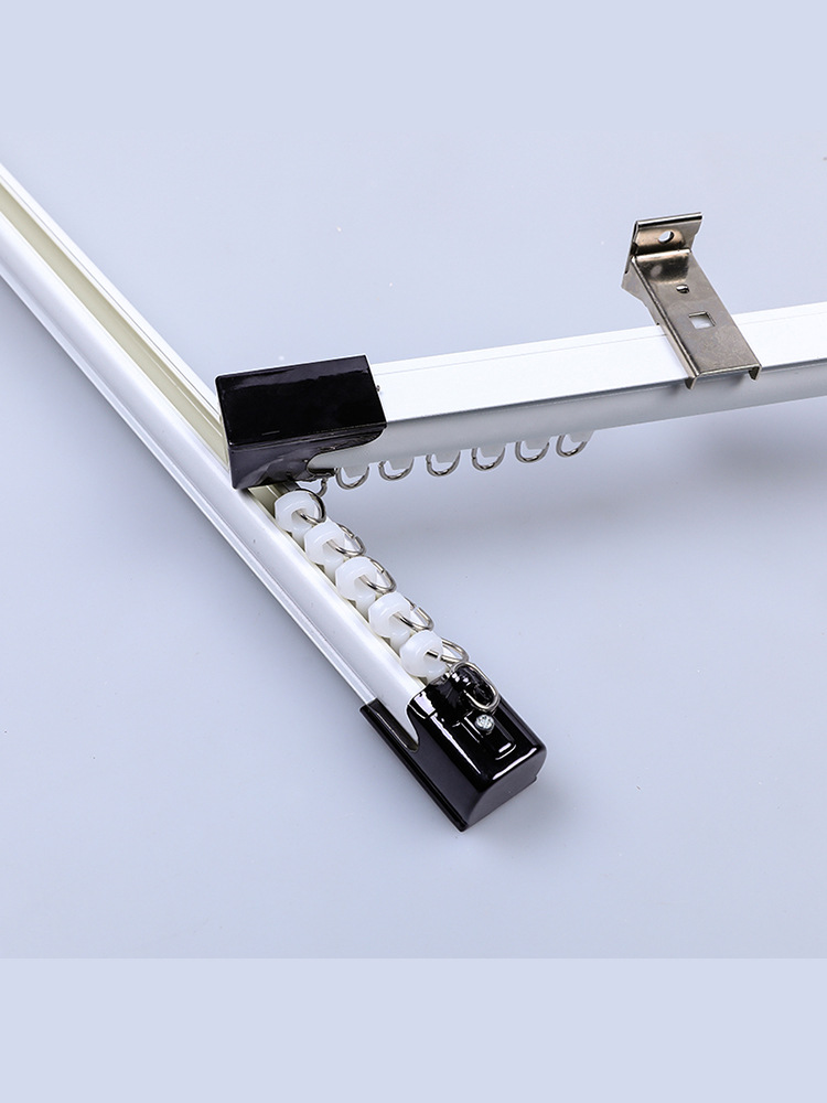 纱窗窗帘纱帘轨道安装单直轨侧轨弯轨铝合金滑轨静音纳米侧装顶装