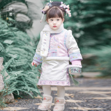 舒栗.若初格格服女童旗袍冬儿童厚古风中国风女宝拜年服儿童汉服